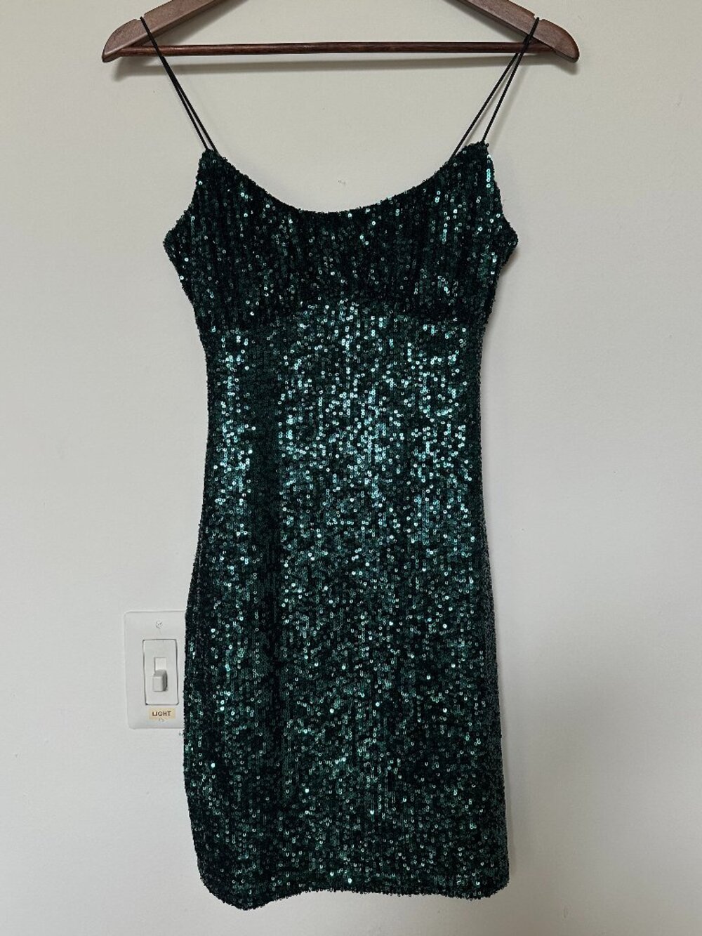 Lovely Day Emerald Green Sequin Mini Bodycon Dress Size Medium